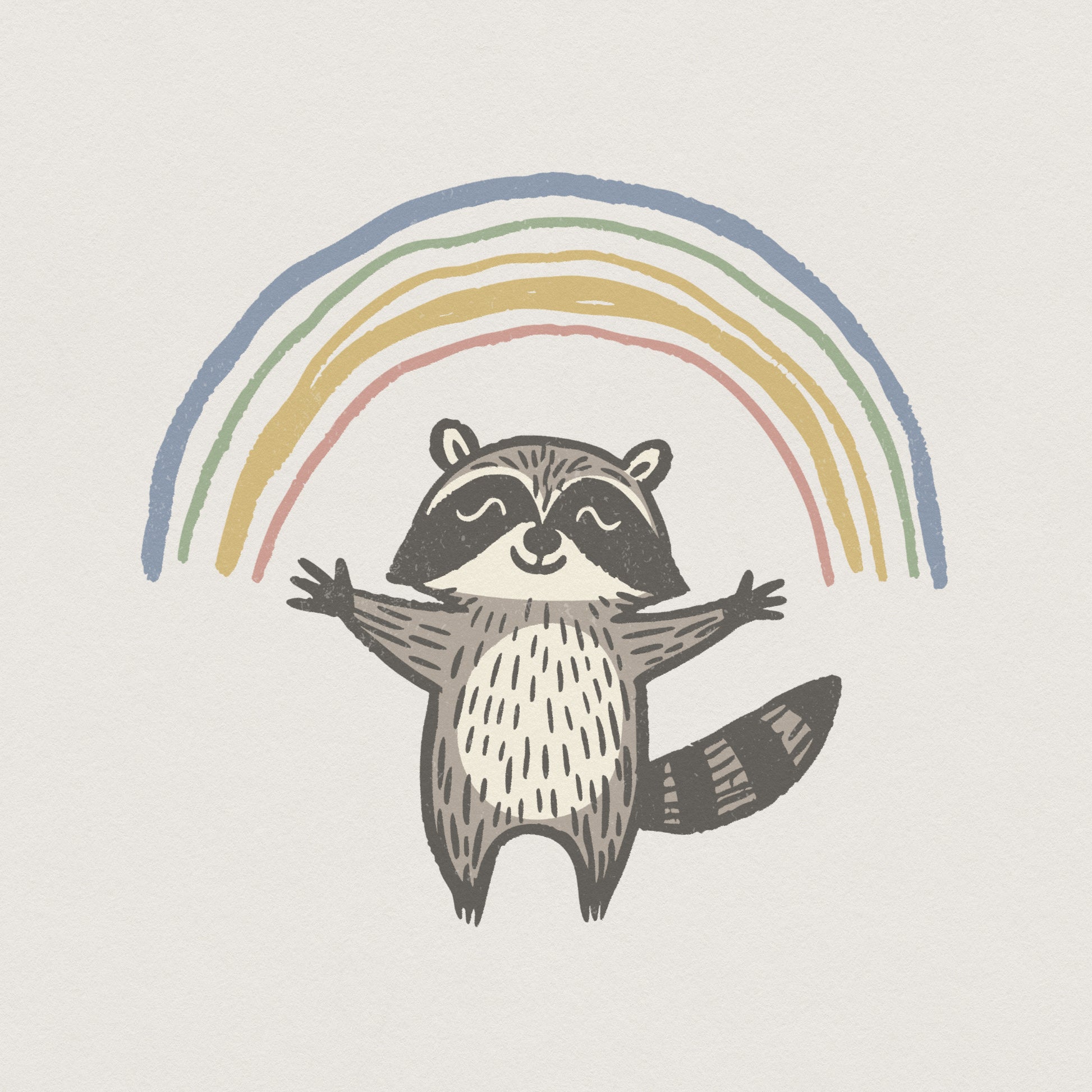 Raccoon PNG Under Rainbow, Cute Animal Clipart - 300 DPI Design for T-Shirt