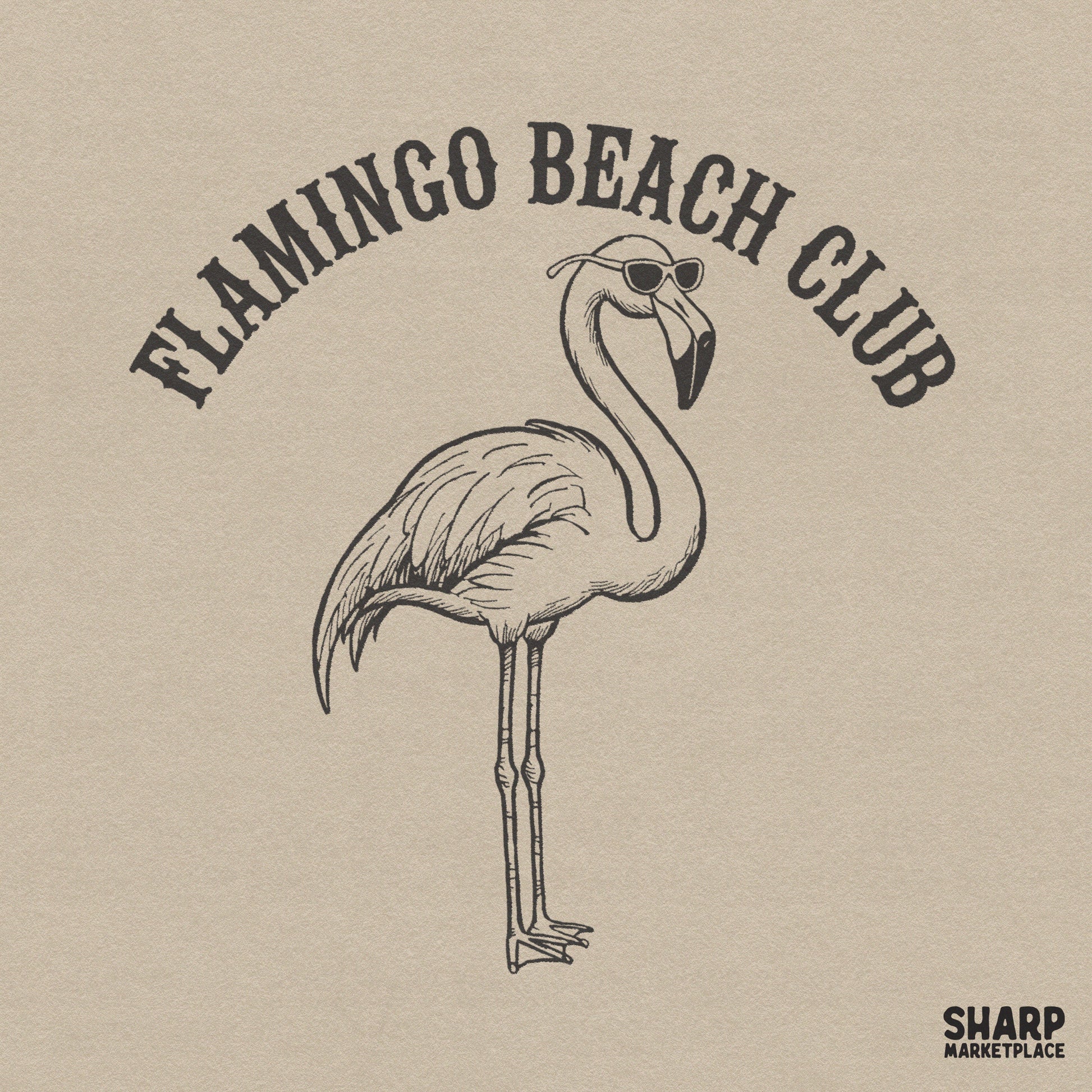 Trendy Flamingo Beach Club PNG design for retro summer shirts and tropical vacation apparel sublimation