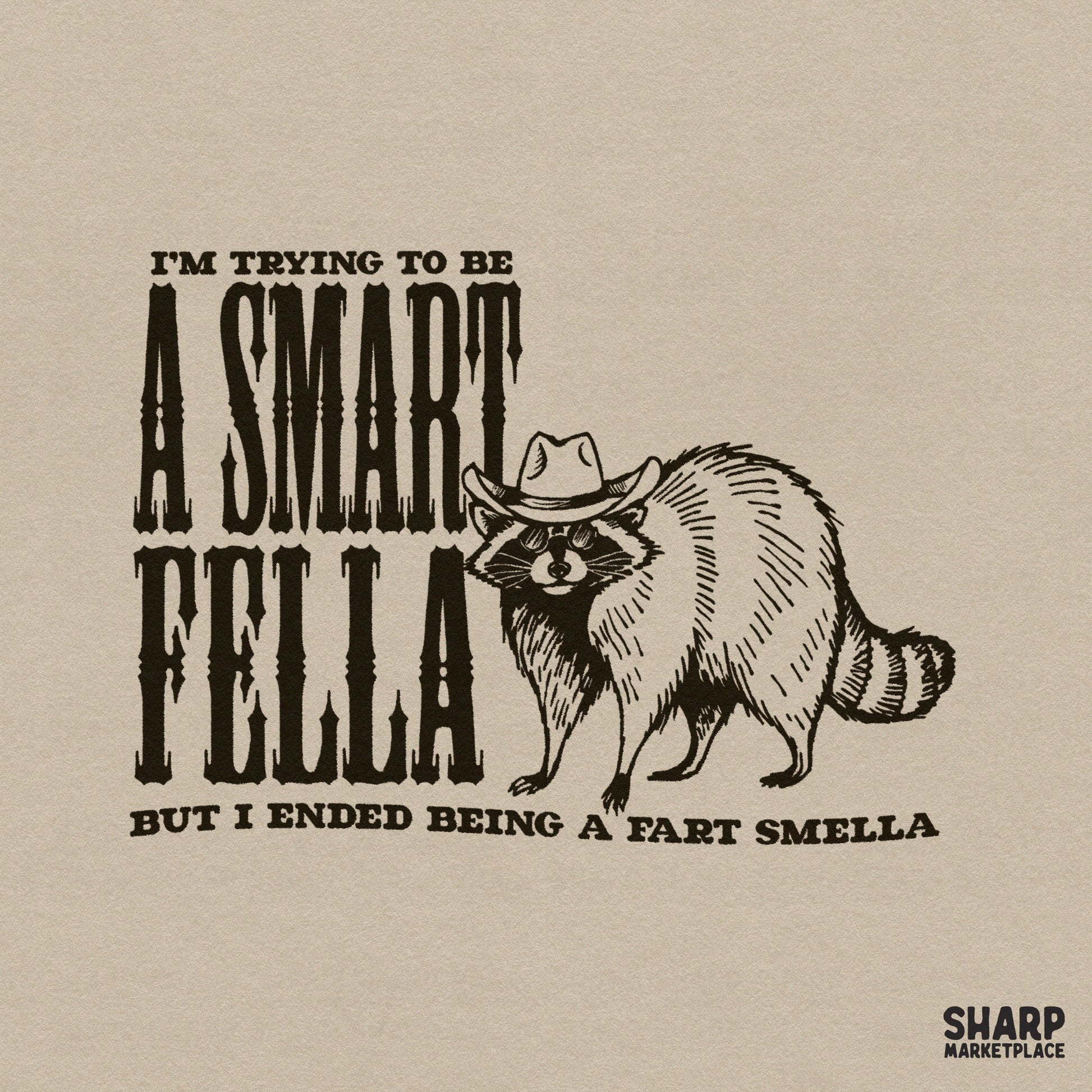Sarcastic western raccoon meme PNG for funny trash panda shirts and retro aesthetic sublimation designs