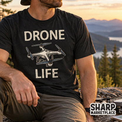 Retro drone life quadcopter pilot illustration PNG design ideal for sublimation t-shirts and tumblers