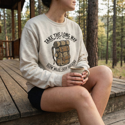 Take The Long Way PNG, Hiking Backpack Art - 300 DPI Design for T-Shirt