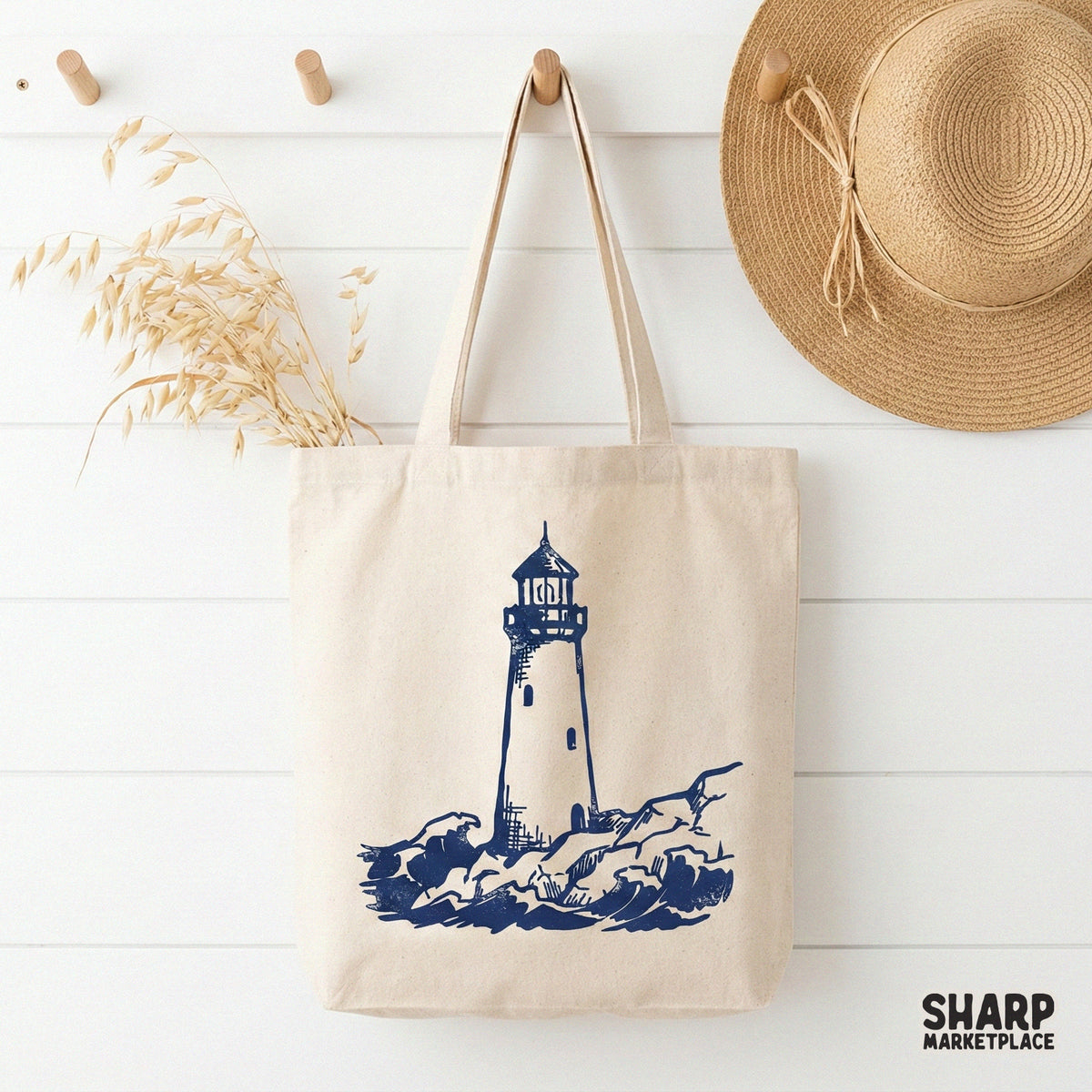 Hand-drawn nautical lighthouse graphic with textured linework, designed for custom coastal apparel, seaside stickers, and creative DIY home projects.