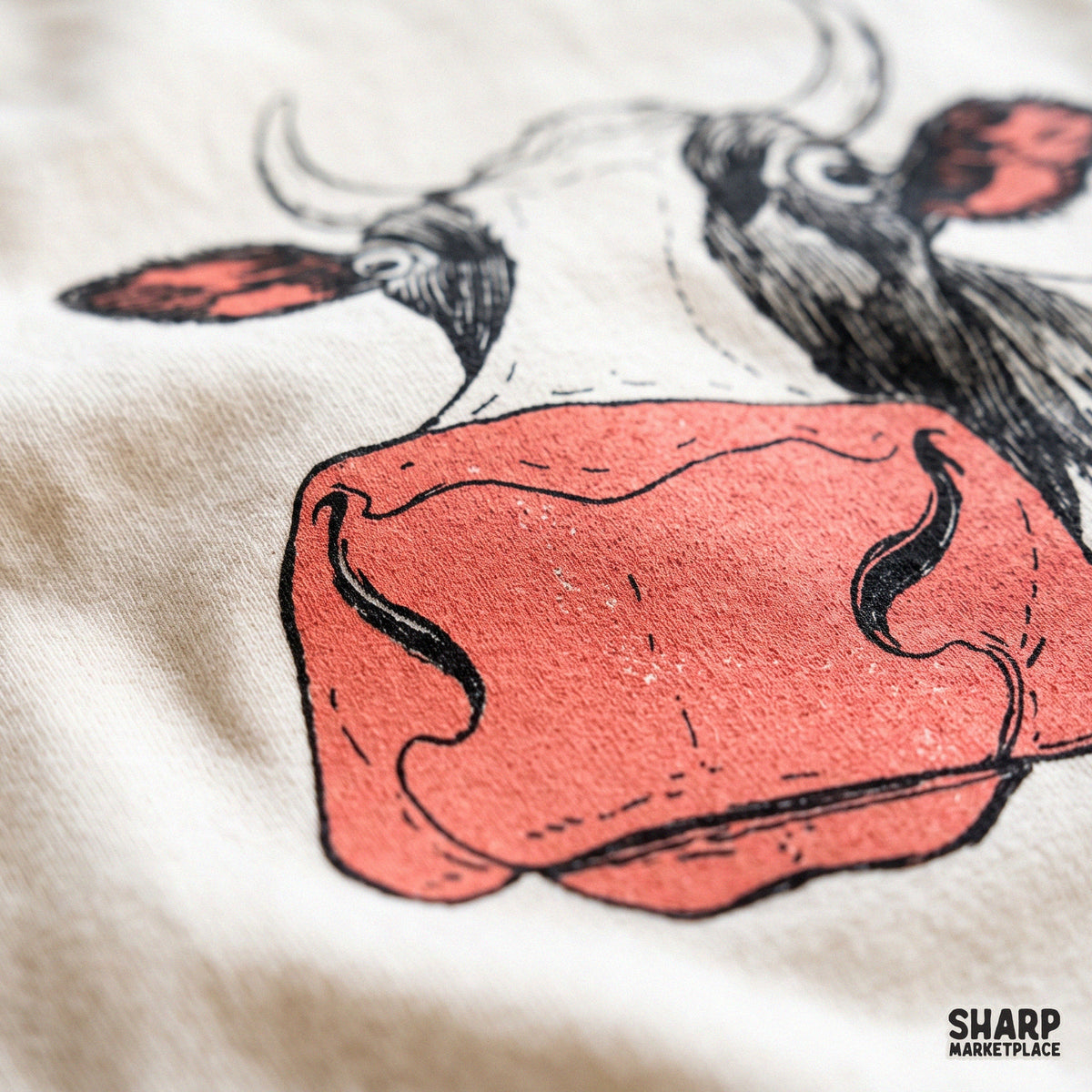 Funny Derpy Cow With Big Snout Illustration, Popular Shirt