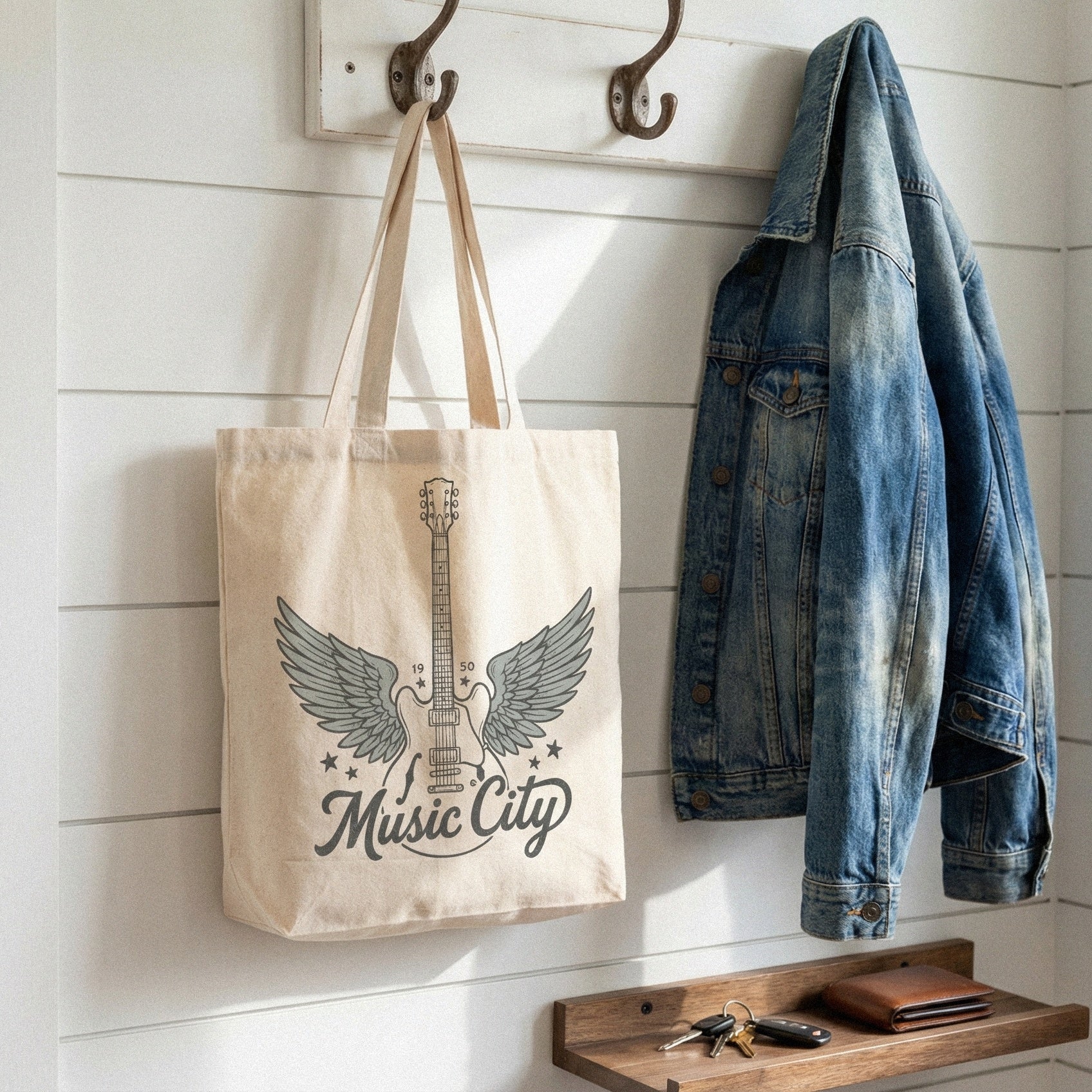 Music City PNG, Nashville Winged Guitar Digital Art - 300 DPI Design for