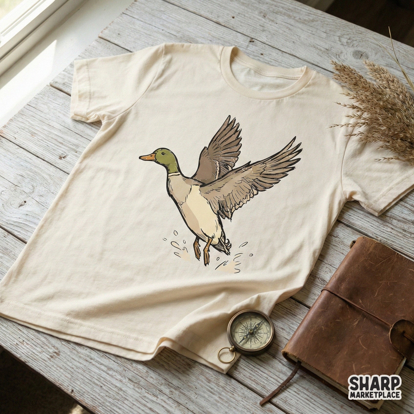 Flying Mallard Duck PNG, Waterfowl Art - 300 DPI Design for T-Shirt