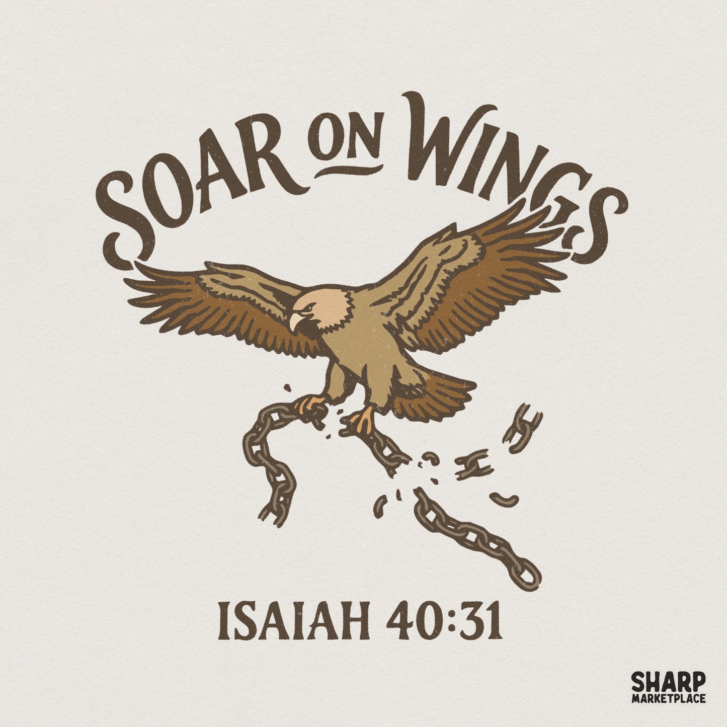 Soar On Wings PNG, Isaiah 40:31 Eagle Bible Verse Design - 300 DPI Design