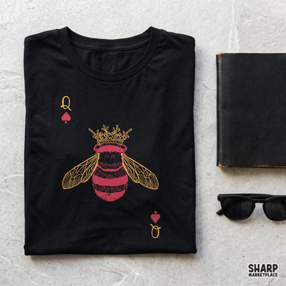 Queen Bee Crown Playing Card Illustration Sublimation PNG