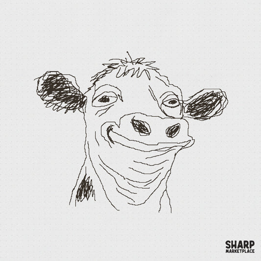 Smiling Hand Drawn Cow Face PNG, Highland Cow Shirt - 300 DPI Design for