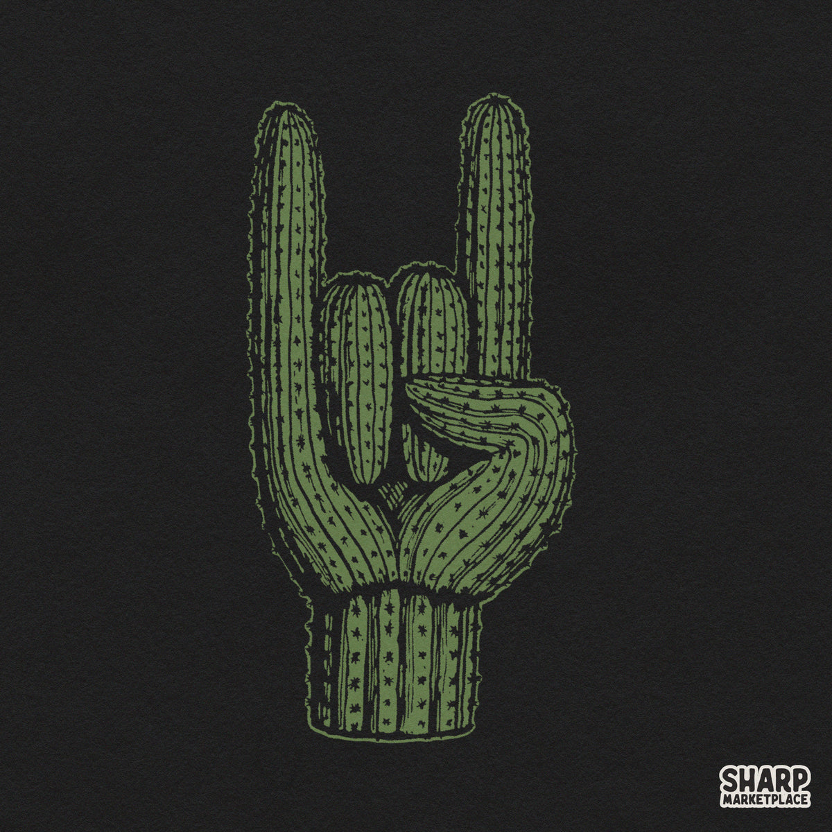 Saguaro Rock On Hand Sign Illustration, Western PNG