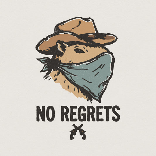 No Regrets PNG, Cowboy Capybara Digital Art - 300 DPI Design for T-Shirt
