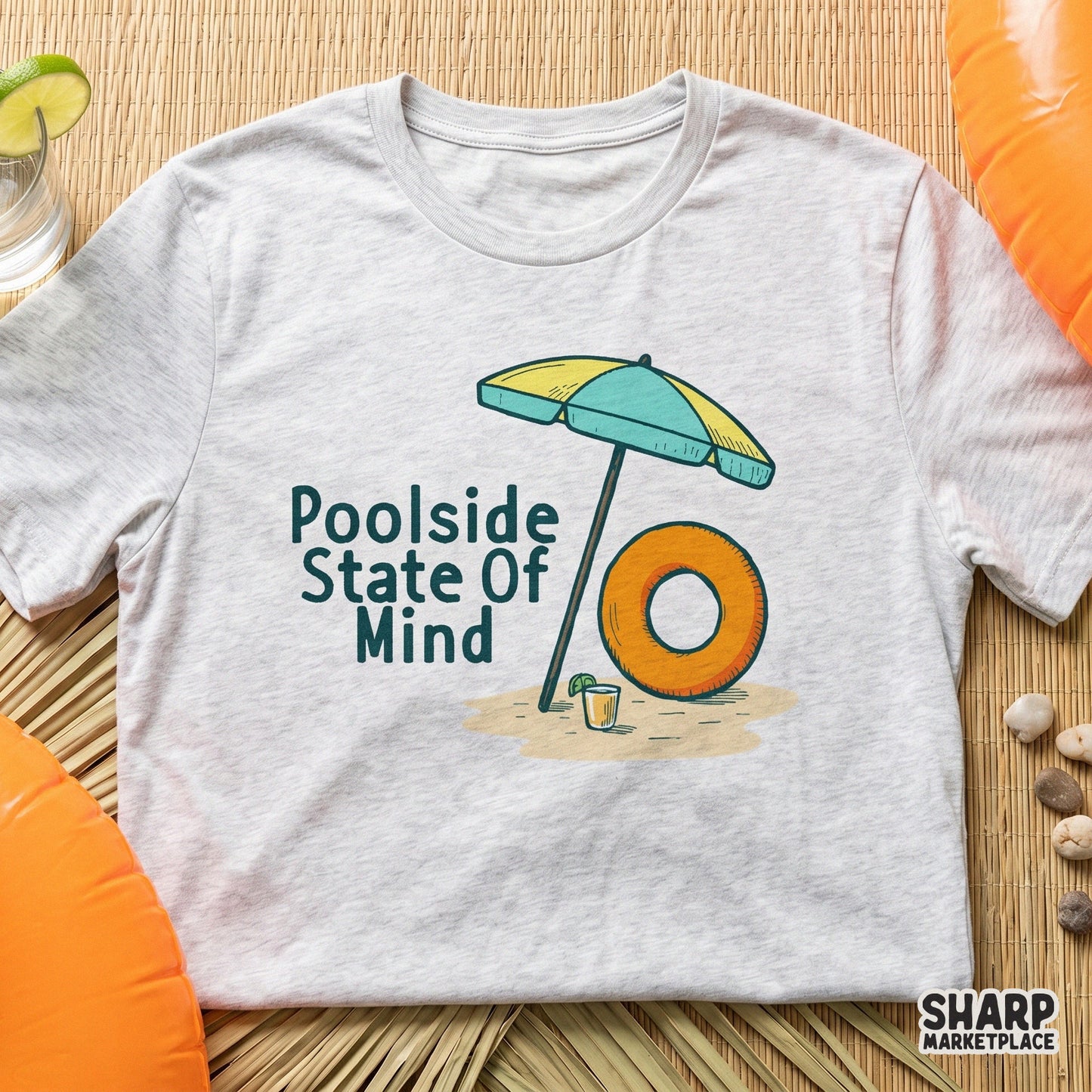 Poolside State Of Mind summer PNG for girls trip funny beach t-shirts and tropical vacation sublimation designs