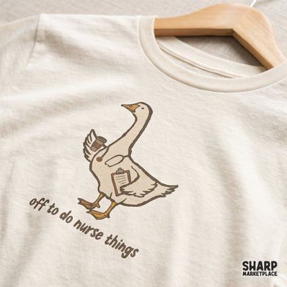 Silly goose nurse wearing a stethoscope funny nurse png design for sublimation apparel