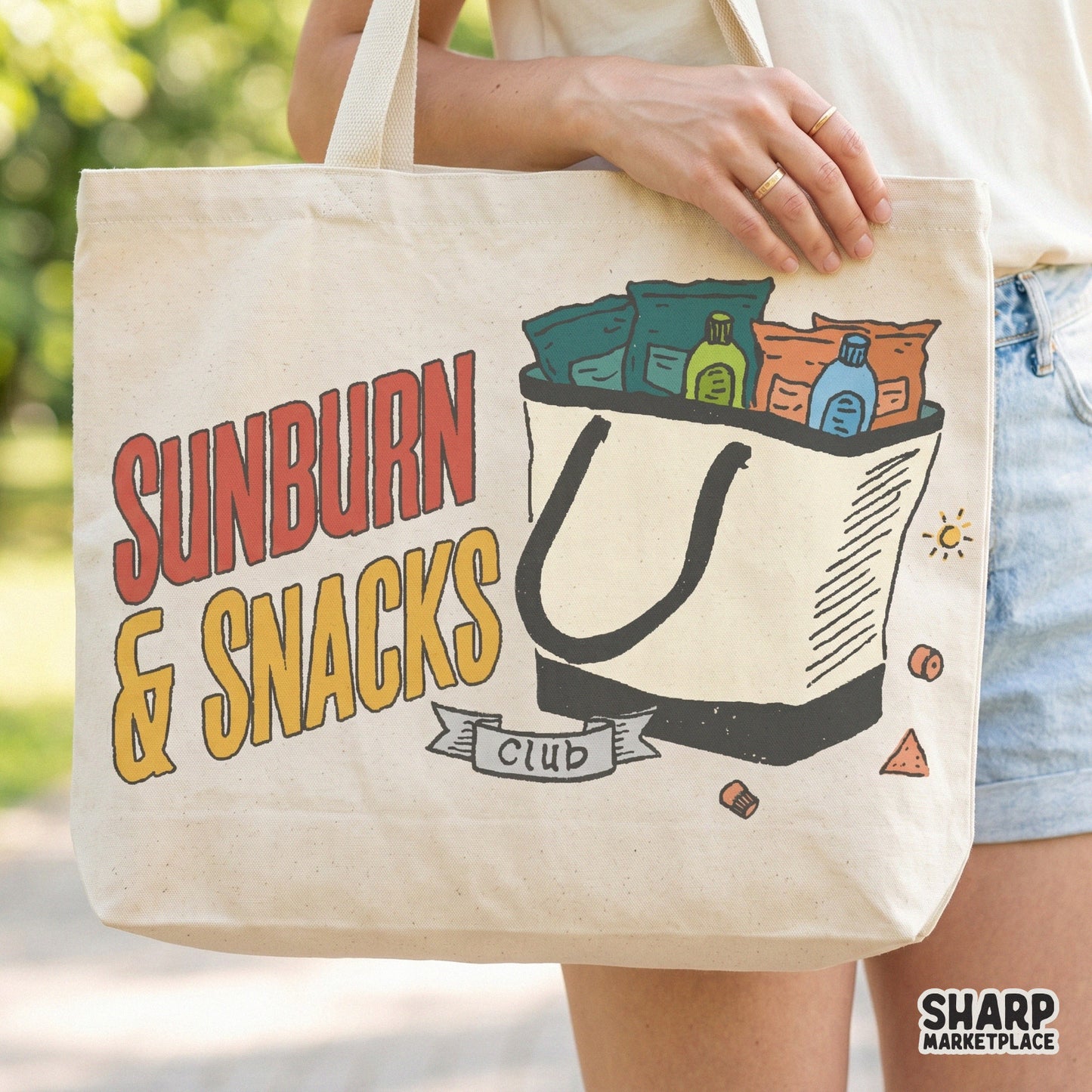 Sunburn and Snacks Club funny summer PNG design for sarcastic beach t-shirts and pool day vacation sublimation apparel
