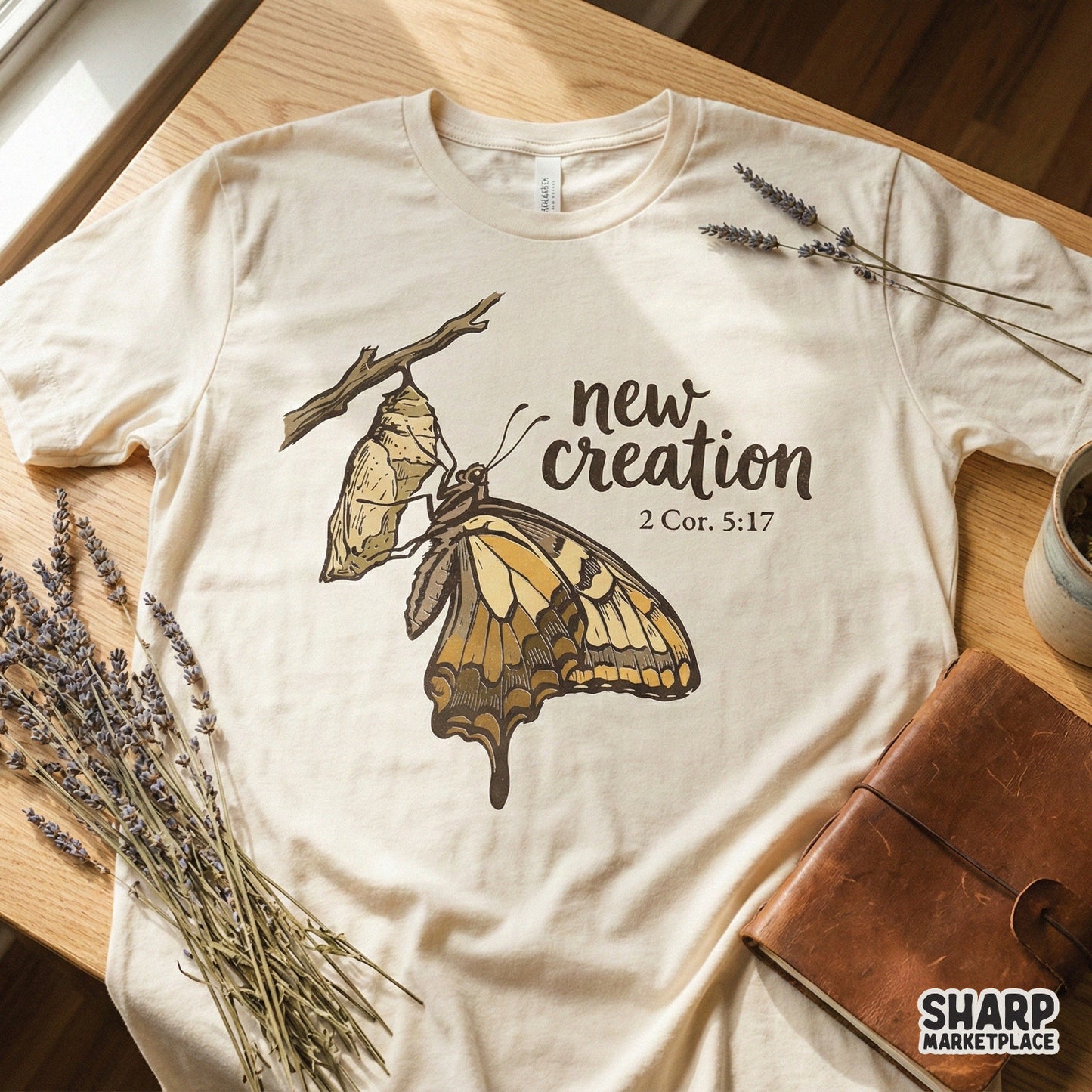 New Creation PNG, Butterfly Christian Shirt - 300 DPI Design for T-Shirt