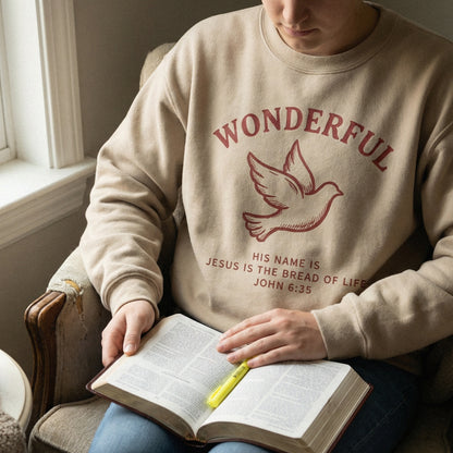 Minimalist religious digital art with a hand-drawn dove and scripture, designed for creating faith-inspired t-shirts, stickers, and home decor items.