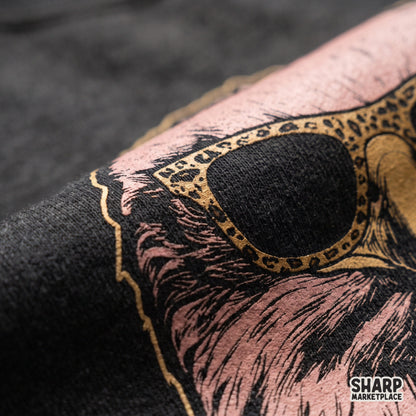 Cool eagle illustration wearing leopard sunglasses for a patriotic American shirt and retro merch sublimation design