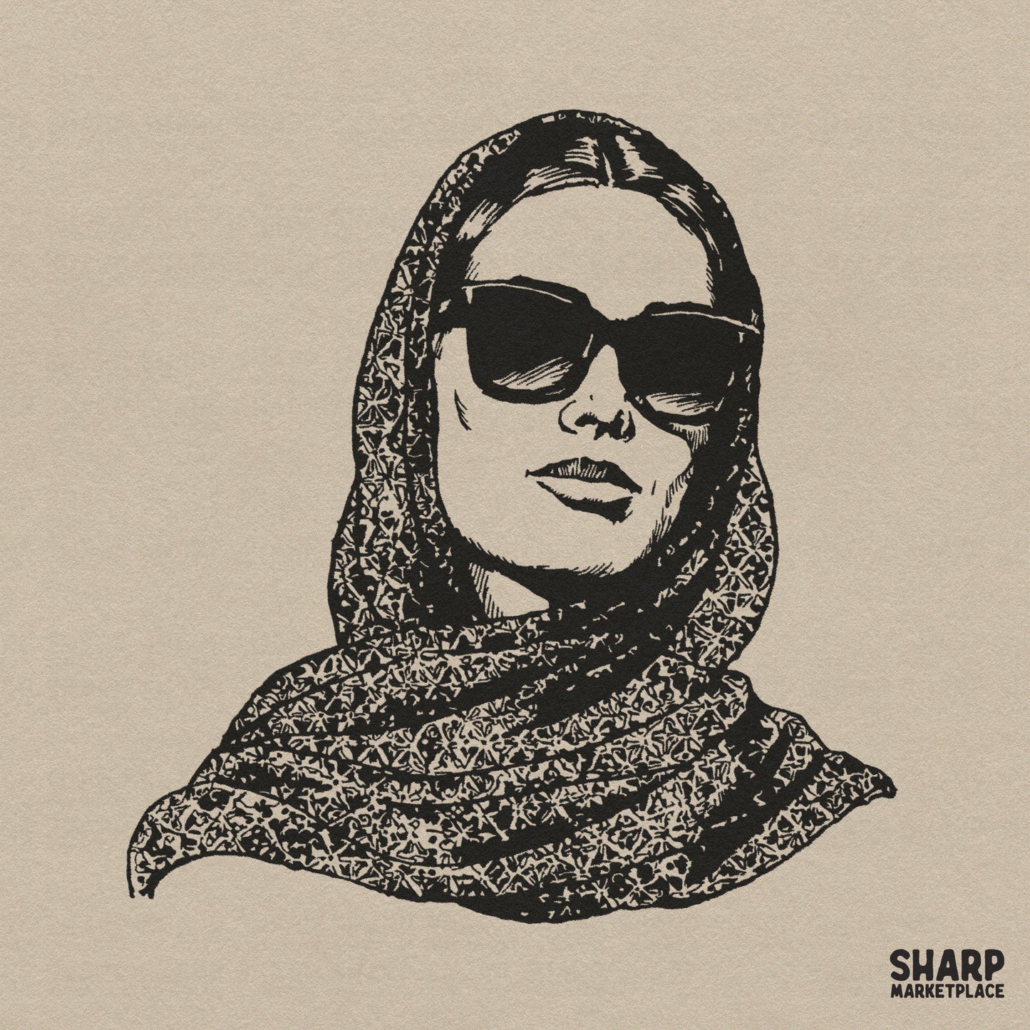 Retro glam woman in headscarf and sunglasses coquette PNG for vintage girls trip shirts and trendy summer sublimation