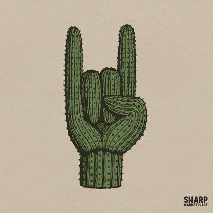 Saguaro Rock On Hand Sign Illustration, Western PNG