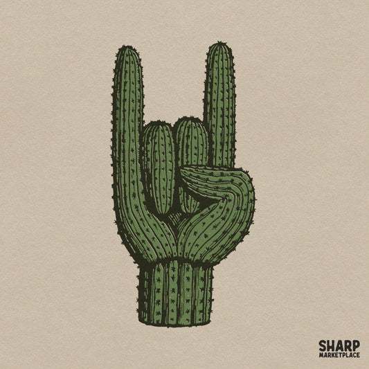 Saguaro Rock On Hand Sign Illustration, Western PNG