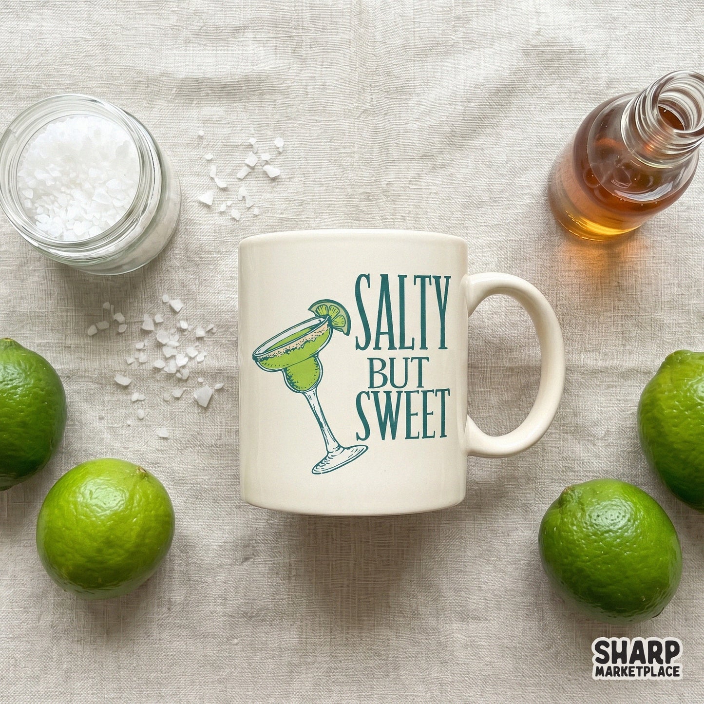 Salty But Sweet summer PNG design with a margarita glass for funny girls trip beach t-shirts and bachelorette party apparel