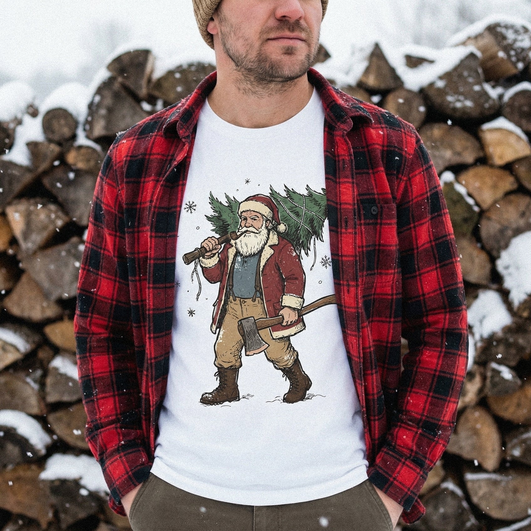 Vintage Santa Claus PNG, Christmas Tree Art - 300 DPI Design for T-Shirt