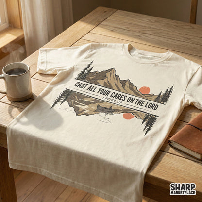 Cast All Your Cares On The Lord PNG, 1 Peter 5:7 - 300 DPI Design for