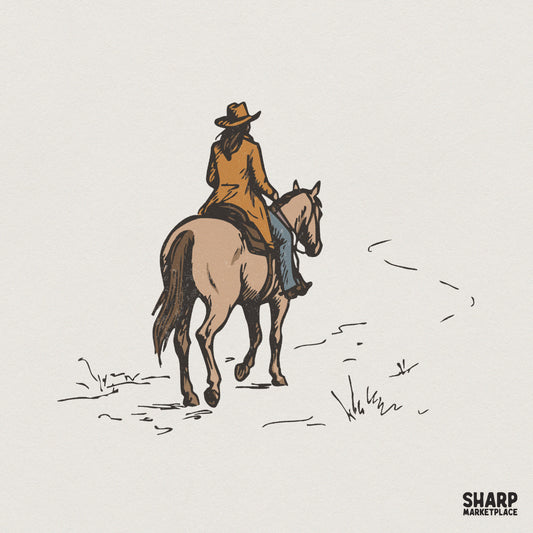 Cowgirl Riding Horse PNG, Western T-Shirt Digital Download - 300 DPI