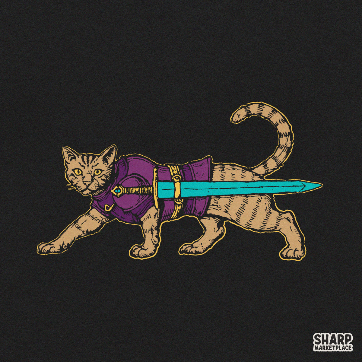 Medieval Armored Cat Warrior With Sword PNG, Fantasy