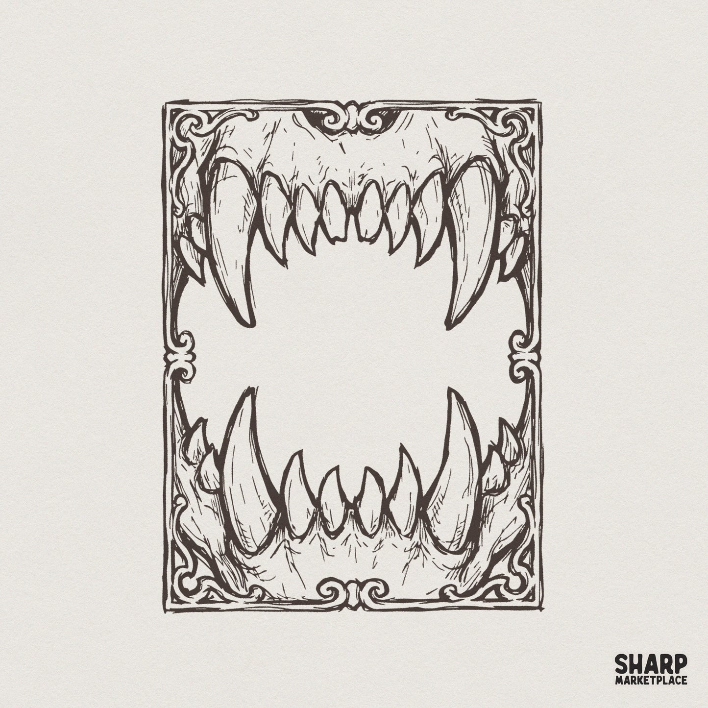 Animal Skull PNG, Gothic Fang Design - 300 DPI Design for T-Shirt