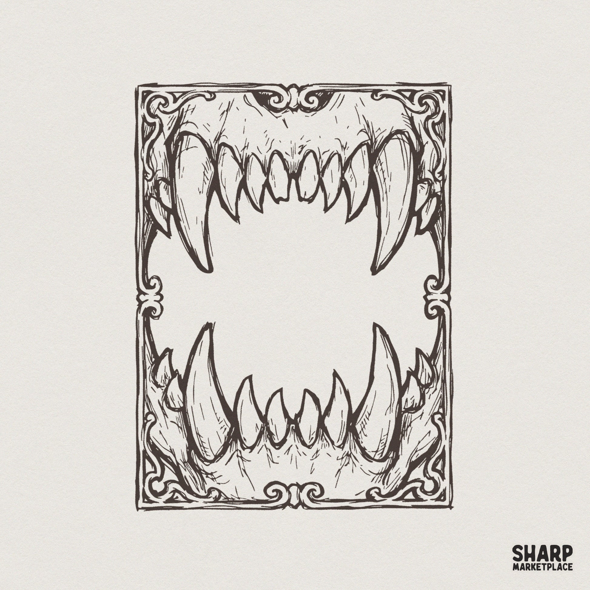 Animal Skull PNG, Gothic Fang Design - 300 DPI Design for T-Shirt