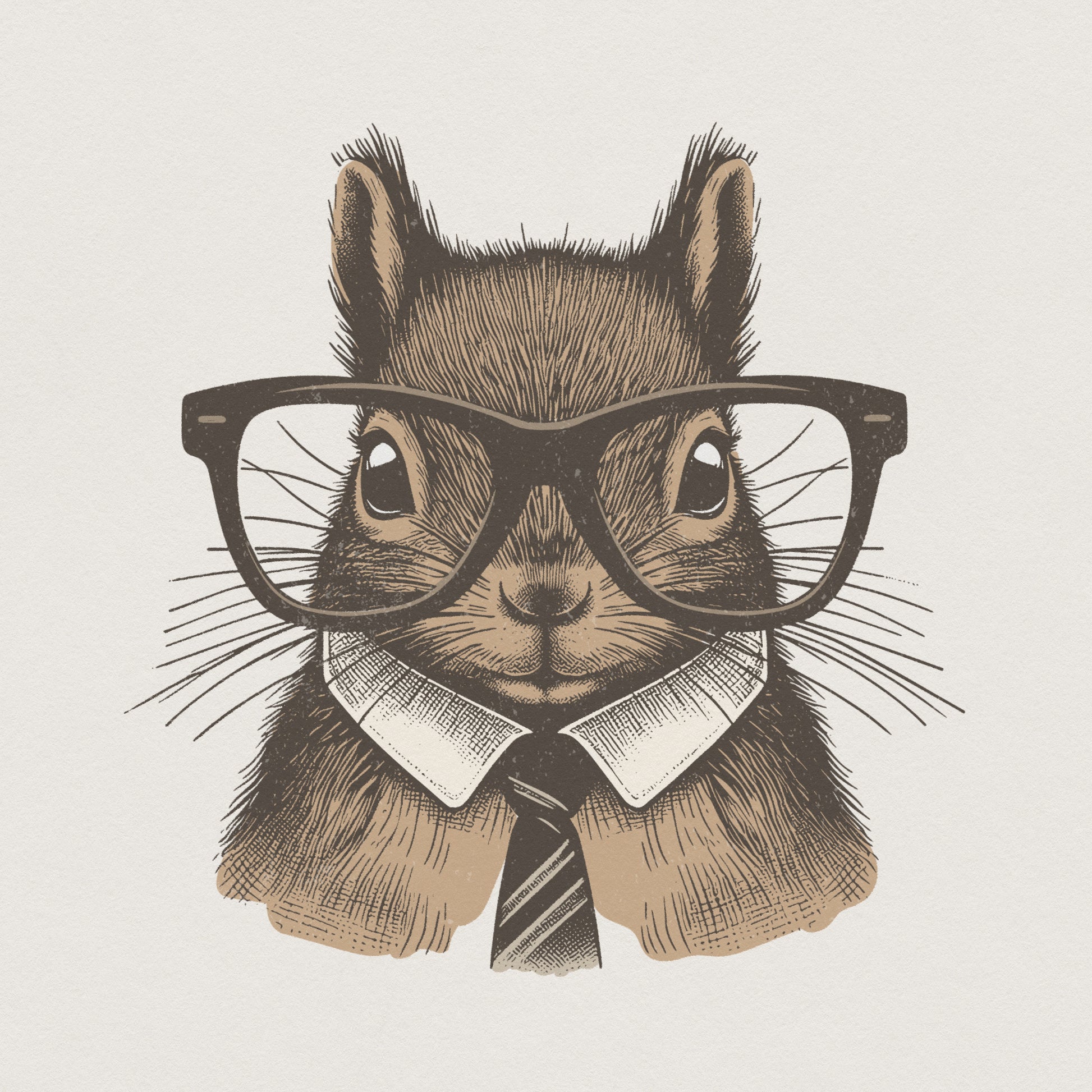 Squirrel With Glasses PNG, Office Animal Art - 300 DPI Design for T-Shirt
