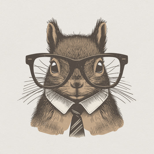 Squirrel With Glasses PNG, Office Animal Art - 300 DPI Design for T-Shirt