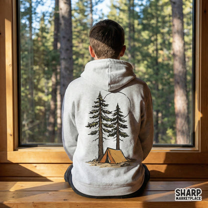 Camping Under Pines PNG, Nature Tent Clipart - 300 DPI Design for T-Shirt