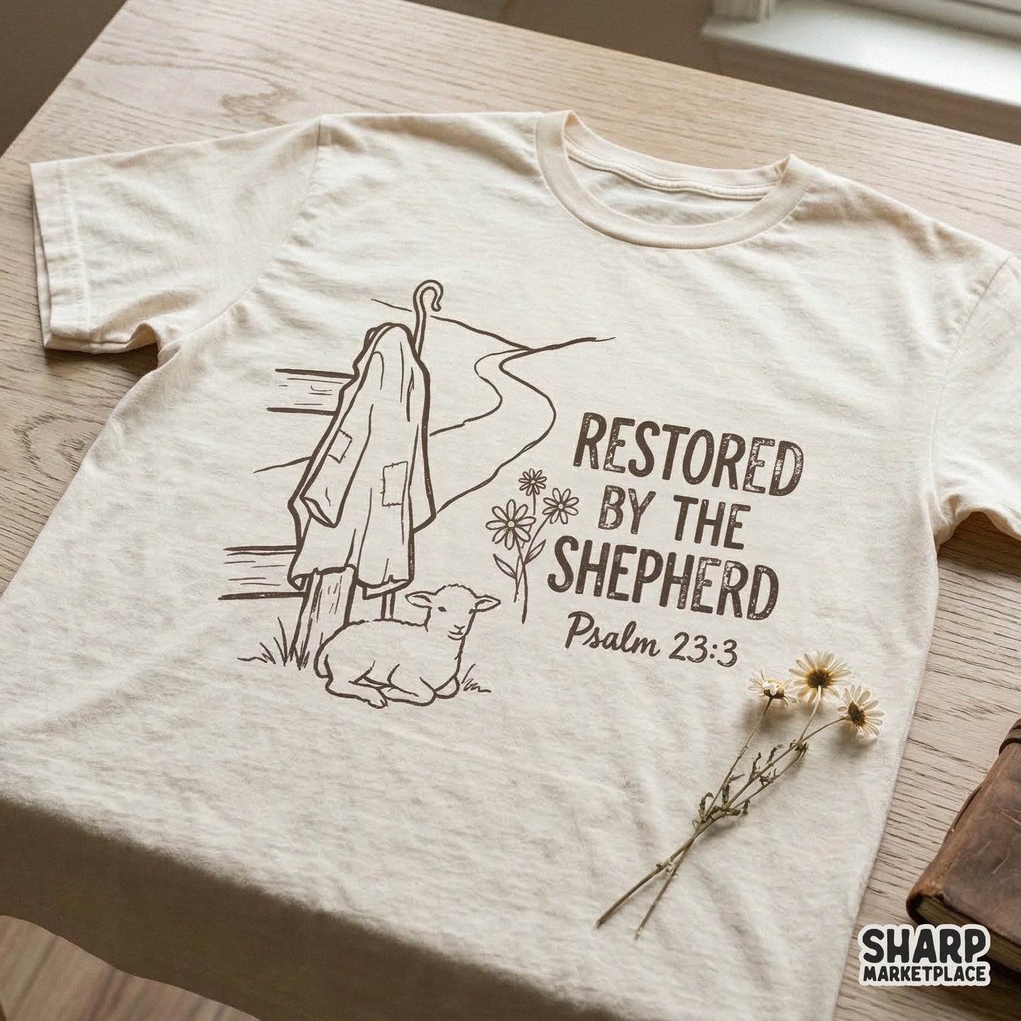 Restored By The Shepherd PNG, Psalm 23:3 Shirt Design - 300 DPI Design