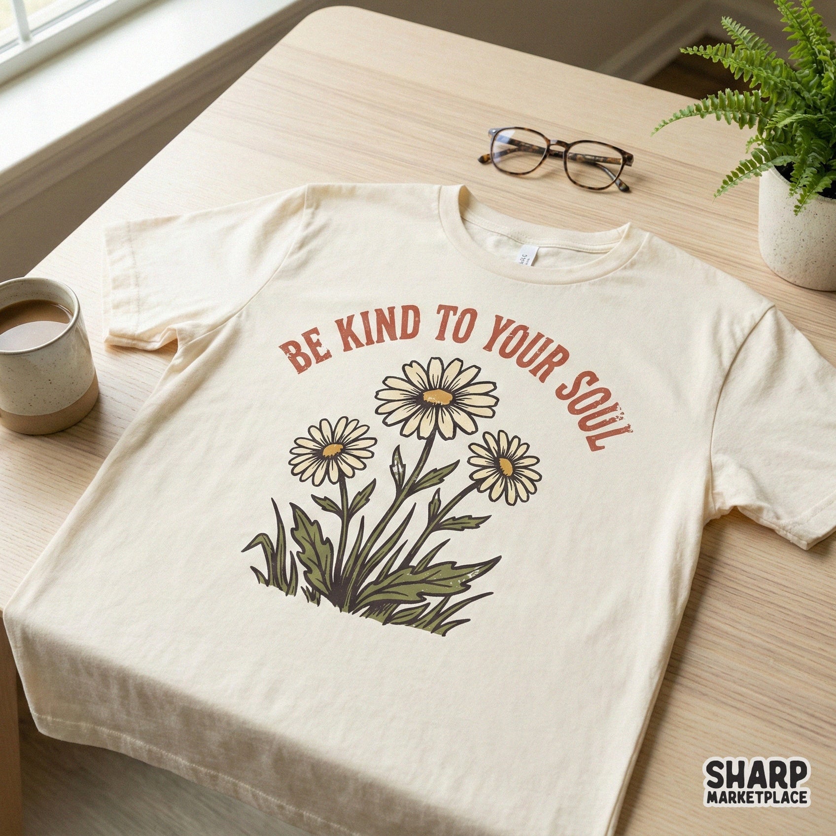 Be Kind To Your Soul PNG, Daisy Flower Digital Download - 300 DPI Design