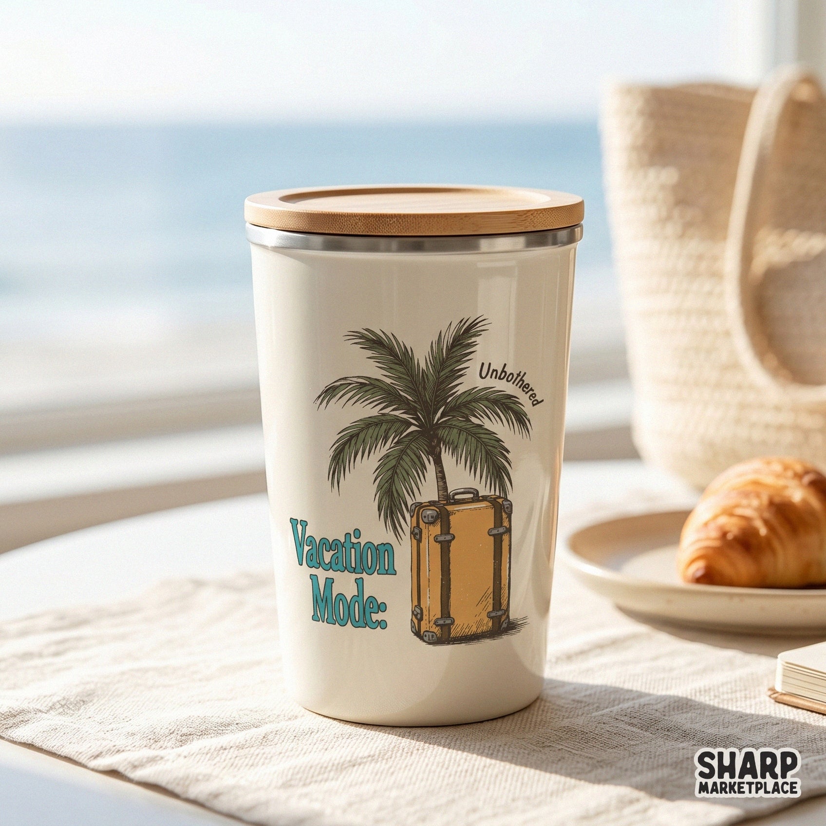 Unbothered vacation mode summer png with retro palm tree and suitcase for girls trip t-shirts and beach holiday vibes