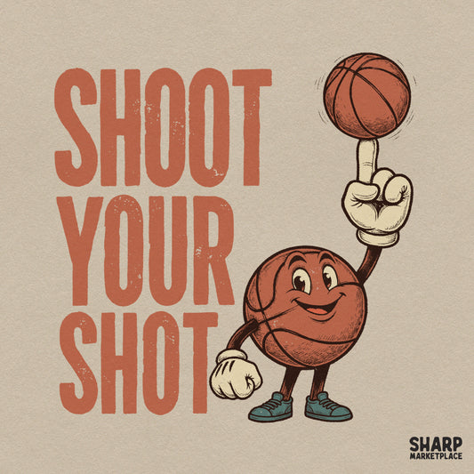 Retro Shoot Your Shot basketball PNG design for game day mascot shirts, basketball mom apparel, and sublimation