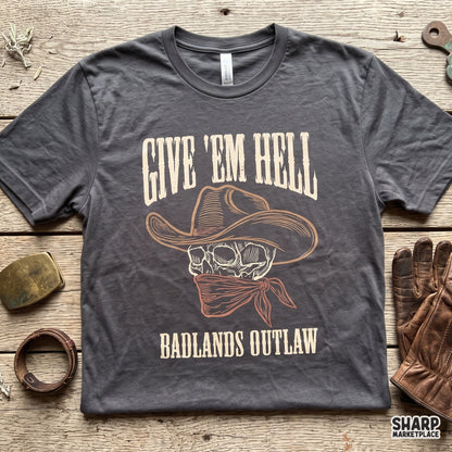 Edgy badlands outlaw cowboy skull retro design transparent PNG graphic for western t-shirts and apparel