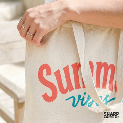 Retro wavy Summer Vibes sublimation graphic with a distressed coral and turquoise color palette, ideal for custom t-shirts, stickers, and tumblers.
