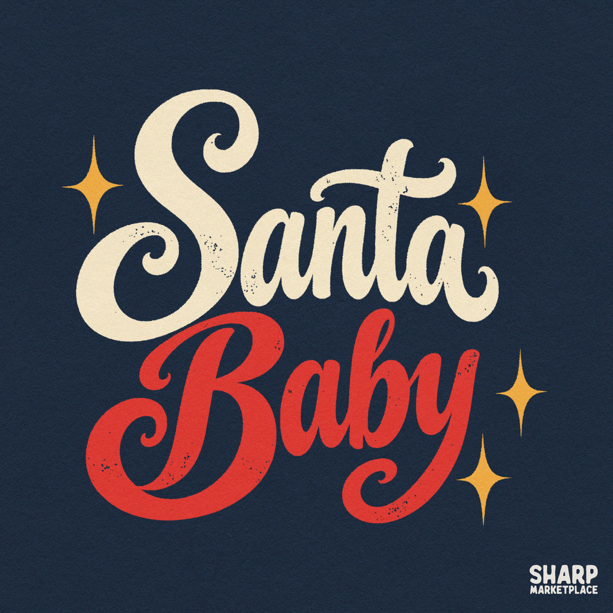 Retro Santa Baby typography design with vintage coquette aesthetic for holiday shirt sublimation