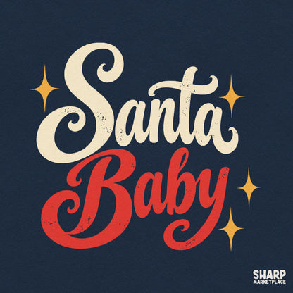 Retro Santa Baby typography design with vintage coquette aesthetic for holiday shirt sublimation