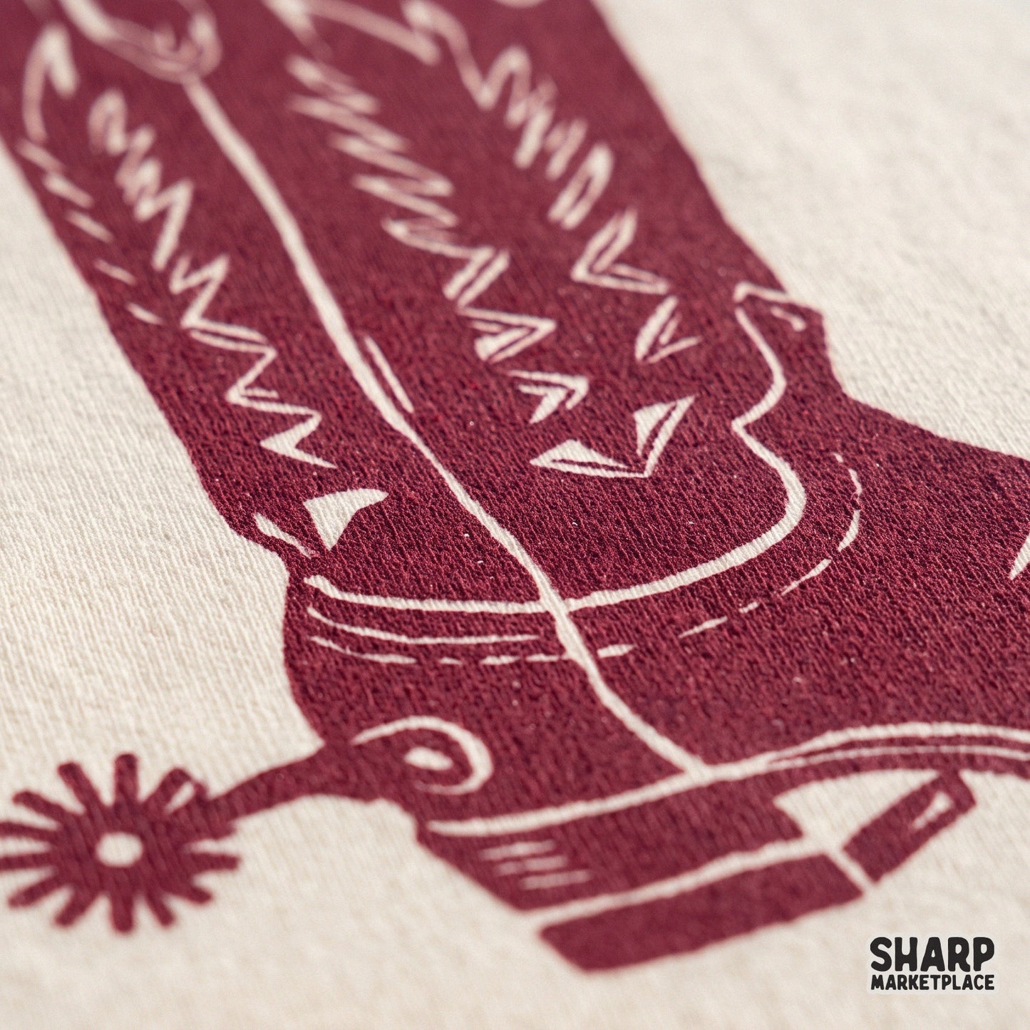 Retro country music sublimation design with a red boot and cowboy spur for a western tumbler PNG graphic