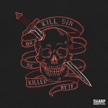 Gothic christian sword skull png design for edgy faith t-shirts and apparel sublimation