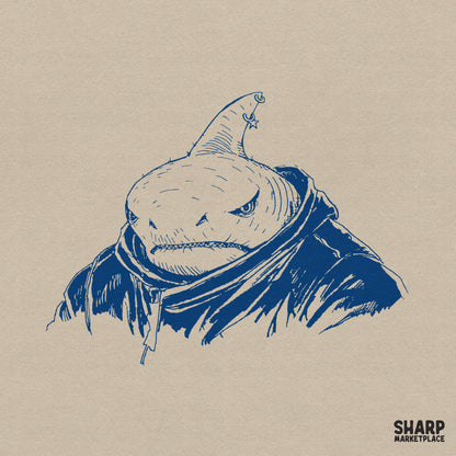 Grumpy shark in a hoodie funny ocean meme animal art sublimation png for retro summer beach shirts