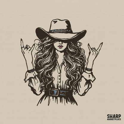 Rebel Cowgirl PNG, Western PNG - 300 DPI Design for T-Shirt