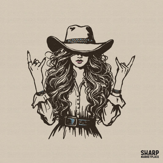 Rebel Cowgirl PNG, Western PNG - 300 DPI Design for T-Shirt