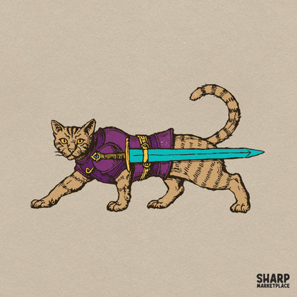Medieval Armored Cat Warrior With Sword PNG, Fantasy