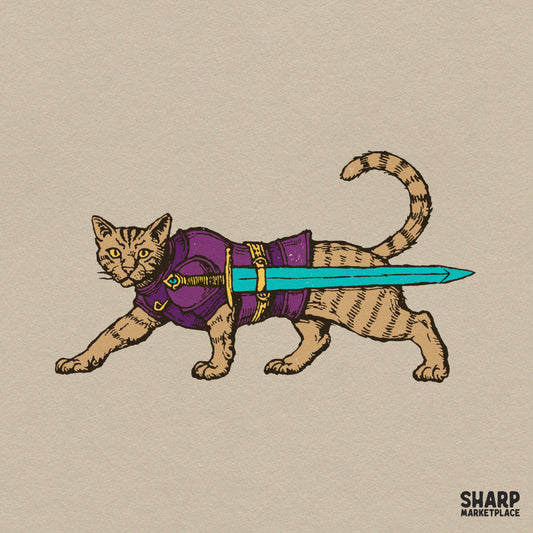 Medieval Armored Cat Warrior With Sword PNG, Fantasy