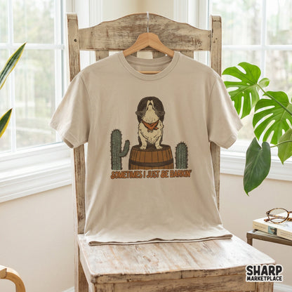Howling corgi dog in a cowboy hat on a cactus barrel funny western shirt png design