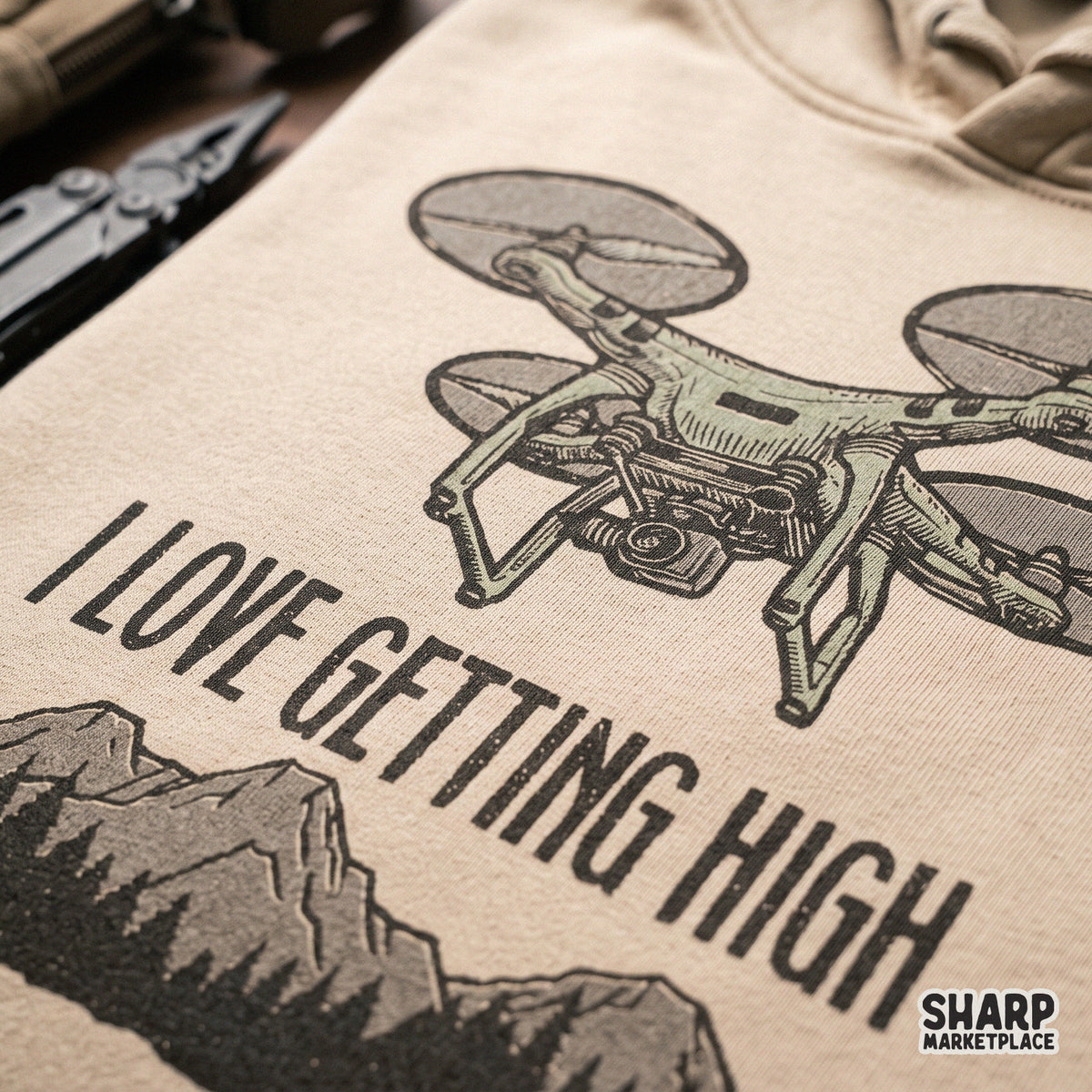 Funny I Love Getting High drone pilot mountain graphic PNG file for dad t-shirt printing